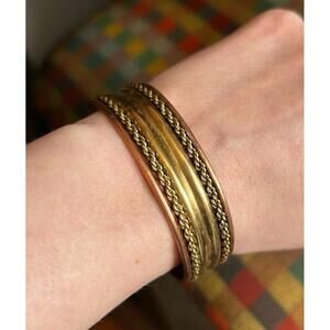 Vintage Copper Brass Southwestern Cuff Bracelet Boho Mixed Metal